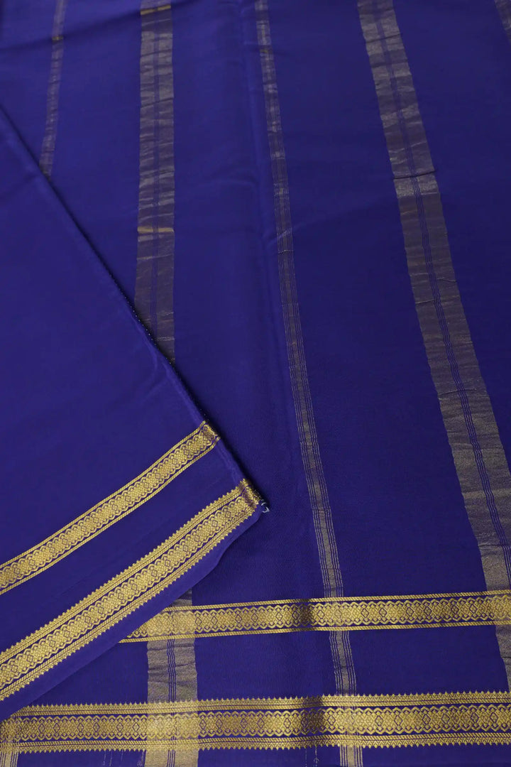 Pure Mysore Silk Sarees in Magenta with Blue and Gold Border
