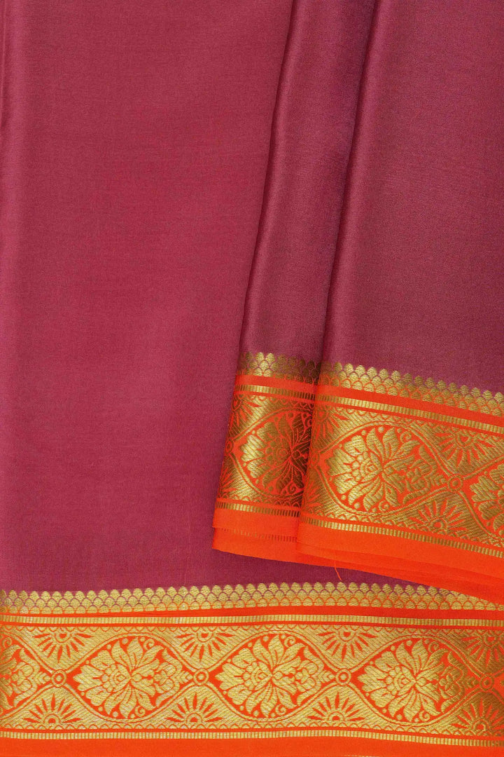 Pure Mysore Silk Sarees in Maroon with golden orange border