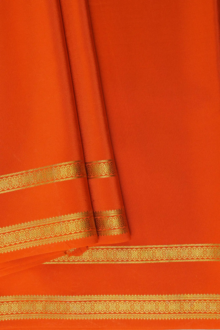 Pure Mysore Silk Sarees in Orange with Golden Lace Border
