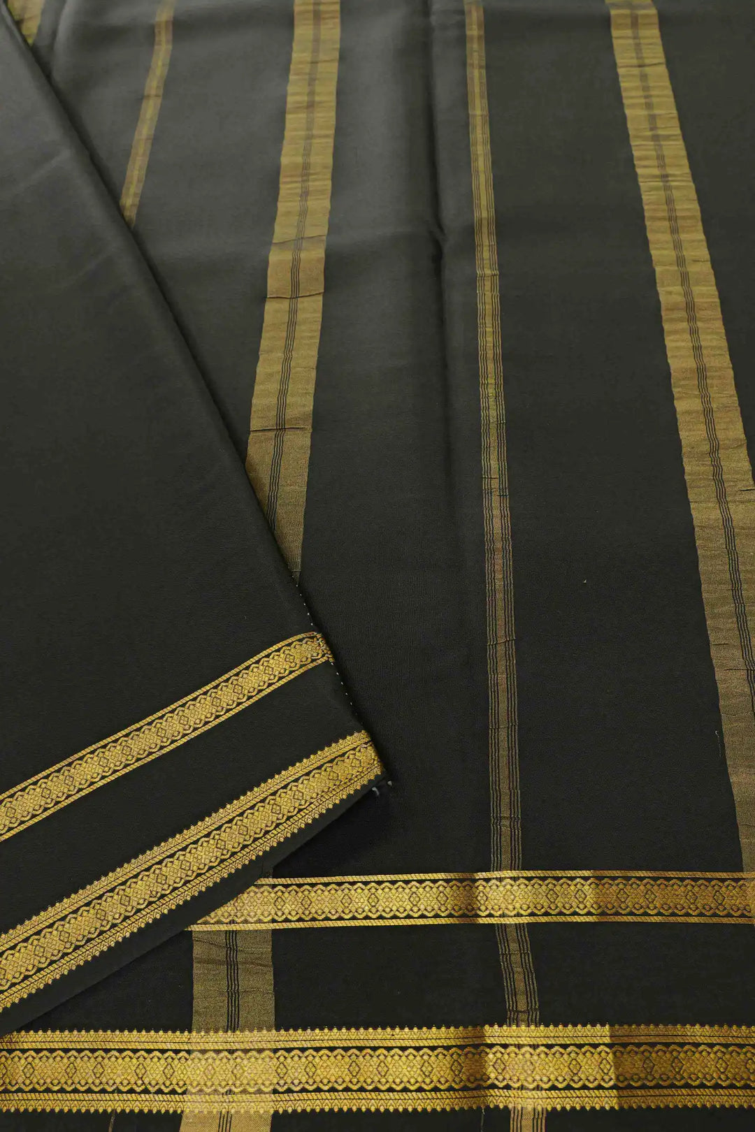 Pure Mysore Silk Sarees in black with black pallu