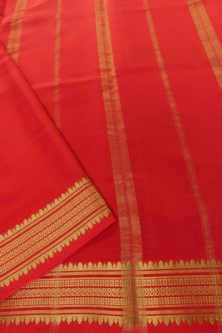 Pure Mysore Silk Sarees in blue with gold zari border, vibrant red pallu