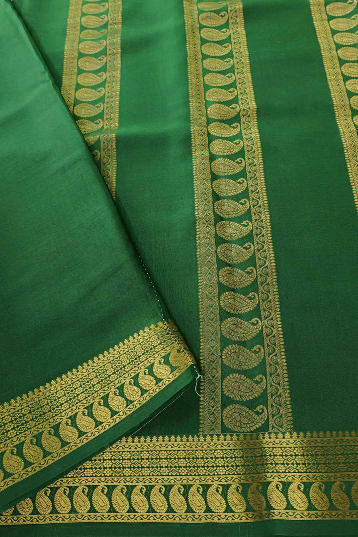 Pure Mysore Silk Sarees in forest green with green pallu