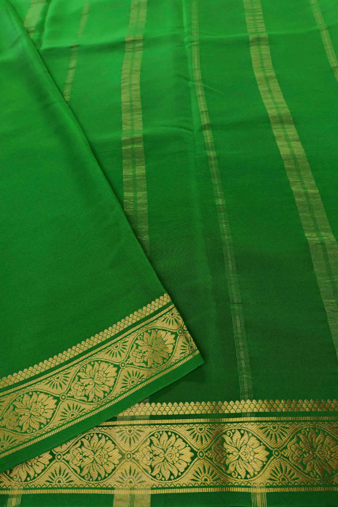 Pure Mysore Silk Sarees in lavender with rich green pallu