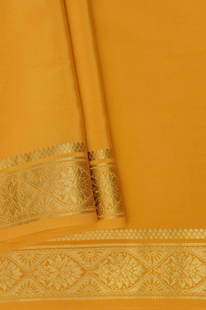 Pure Mysore Silk Sarees in mustard yellow with rich gold detailin