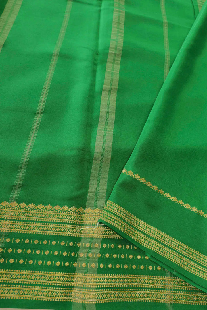 Pure Mysore Silk Sarees in peach with green pallu
