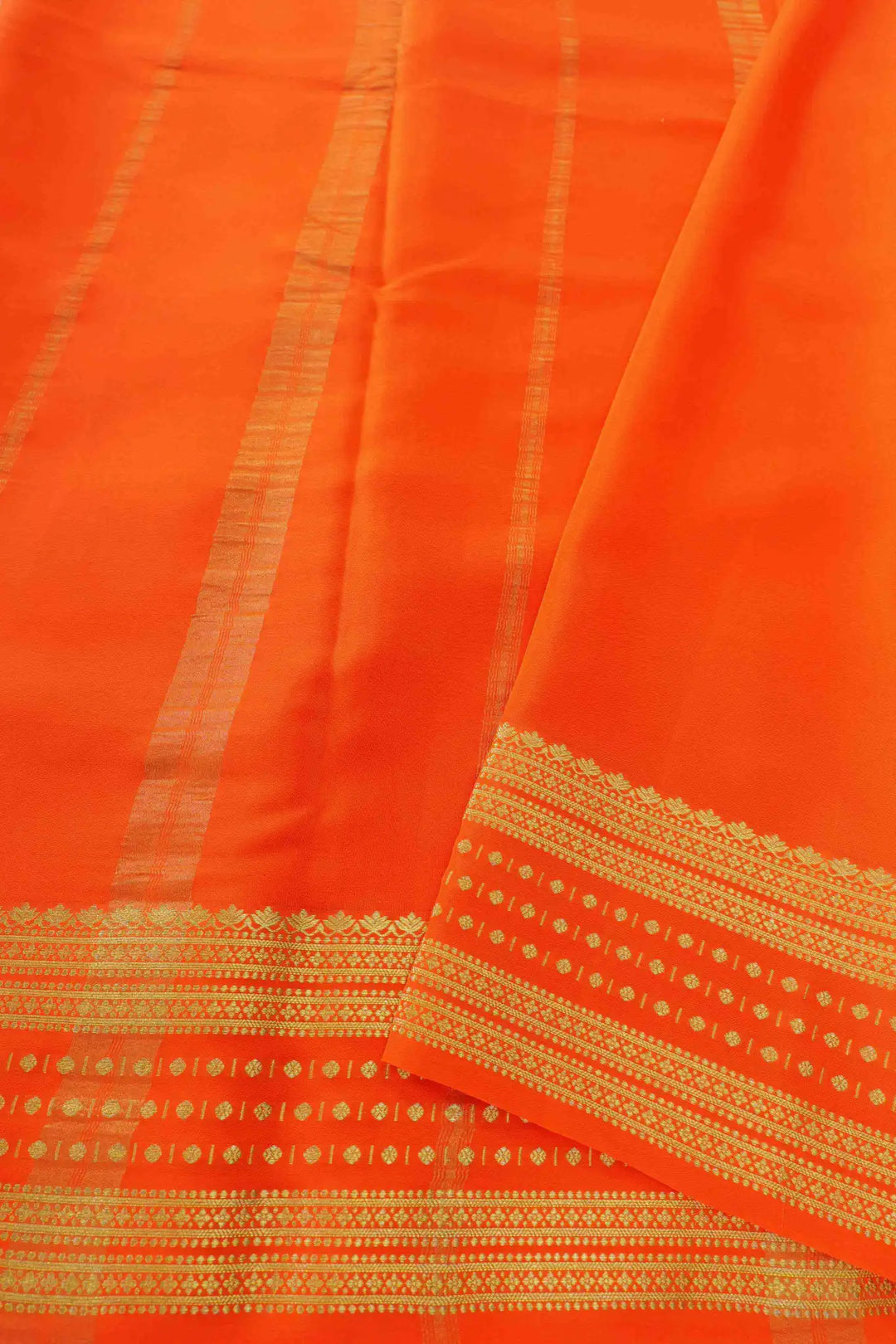  Pure Mysore Silk Sarees in pista green with orange pallu