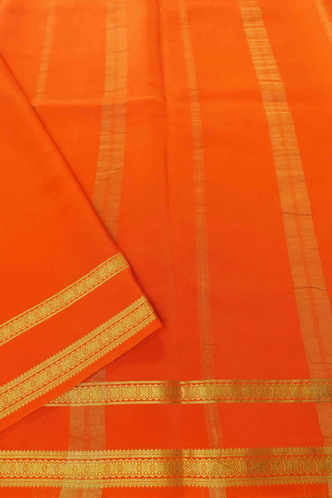 Pure Mysore Silk Sarees in tangerine orange with orange pallu