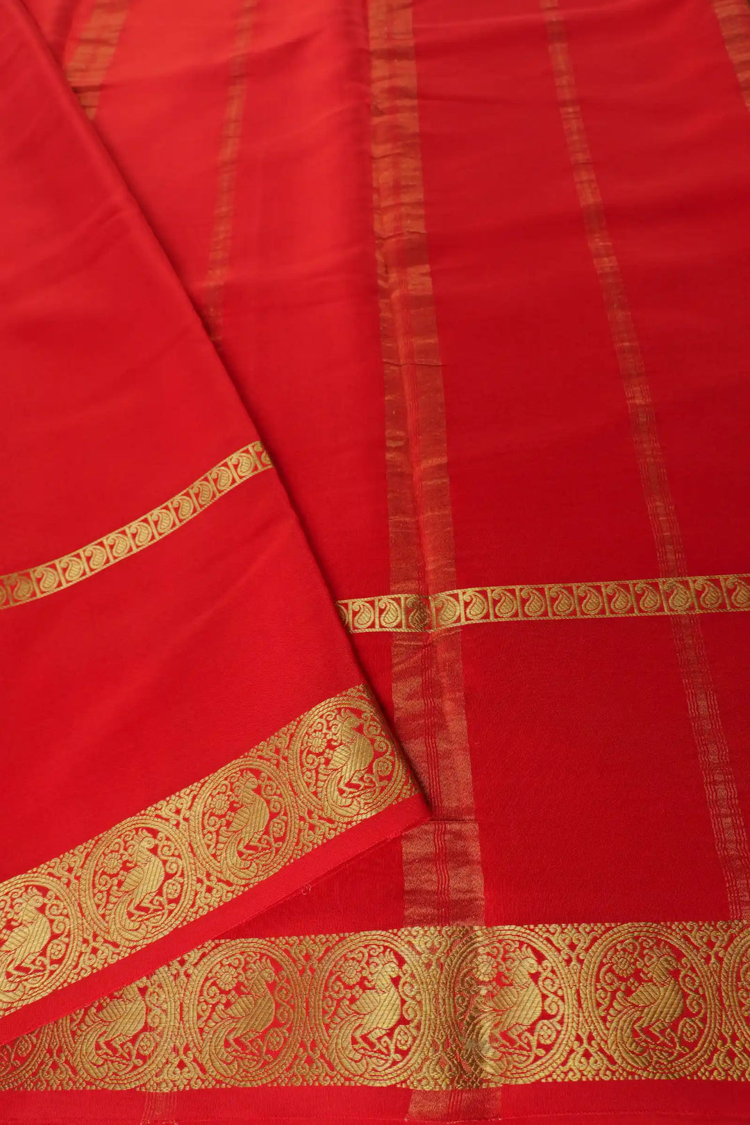 Pure Mysore Silk Sarees in yellow with red pallu