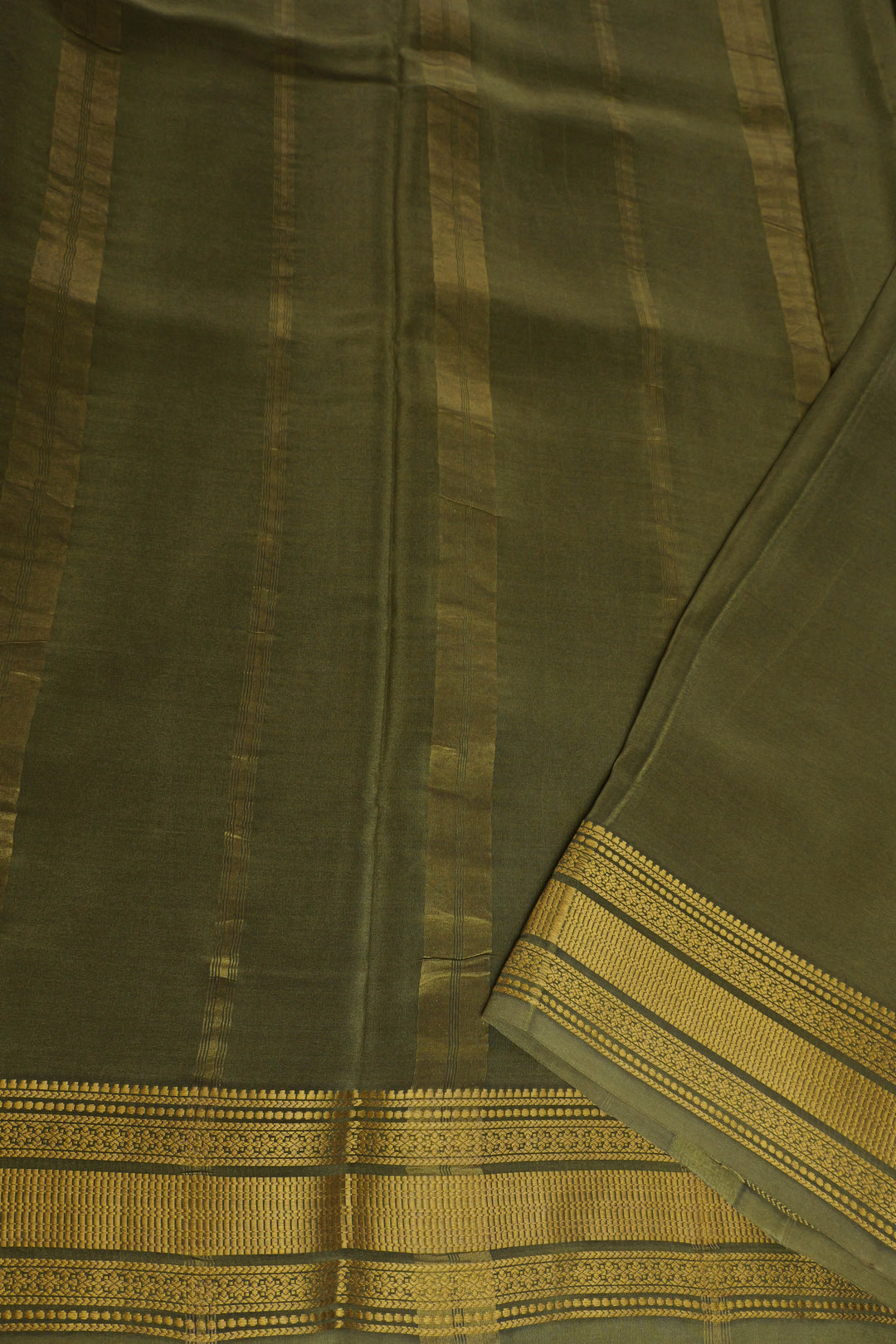 Pure Mysore Silk Sarees with green pallu
