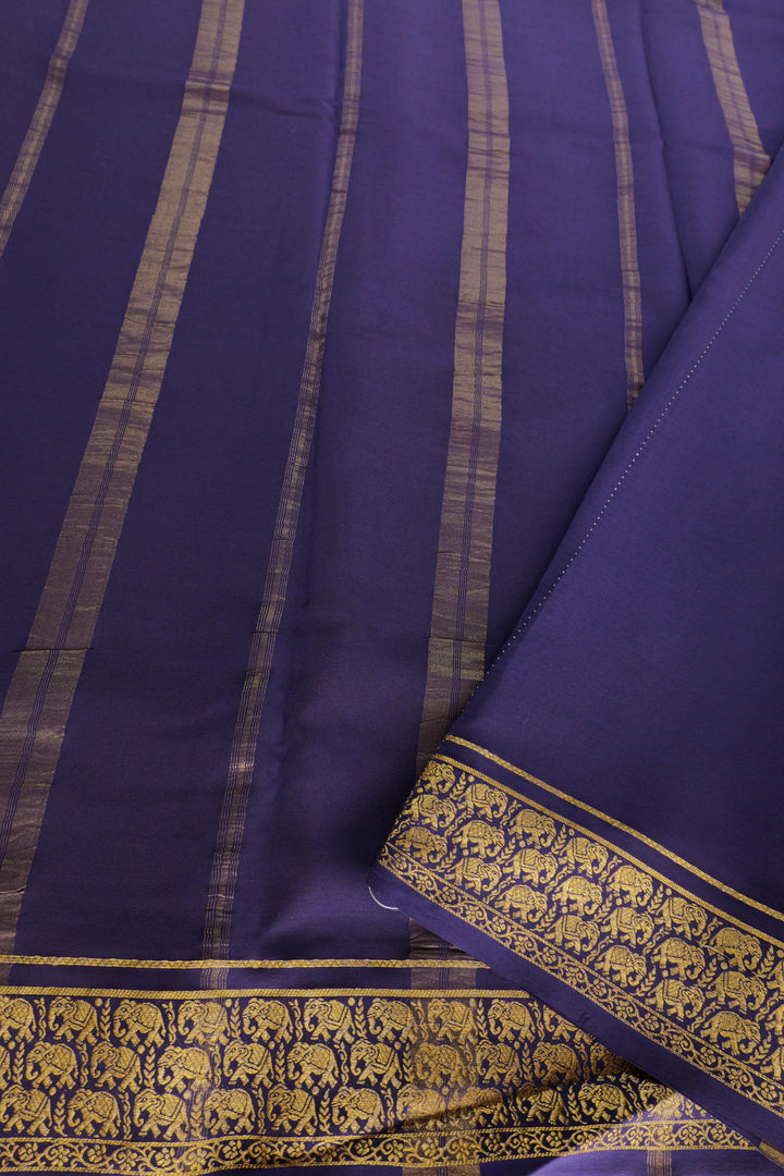 Pure Mysore silk saree in bright turquoise shade with navy blue pallu