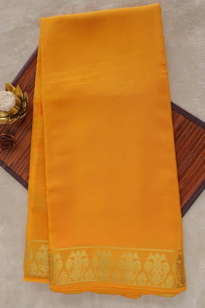 Pure Mysore silk saree in mango yellow color
