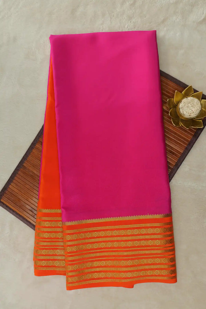 Pure Mysore silk saree in pink and orange