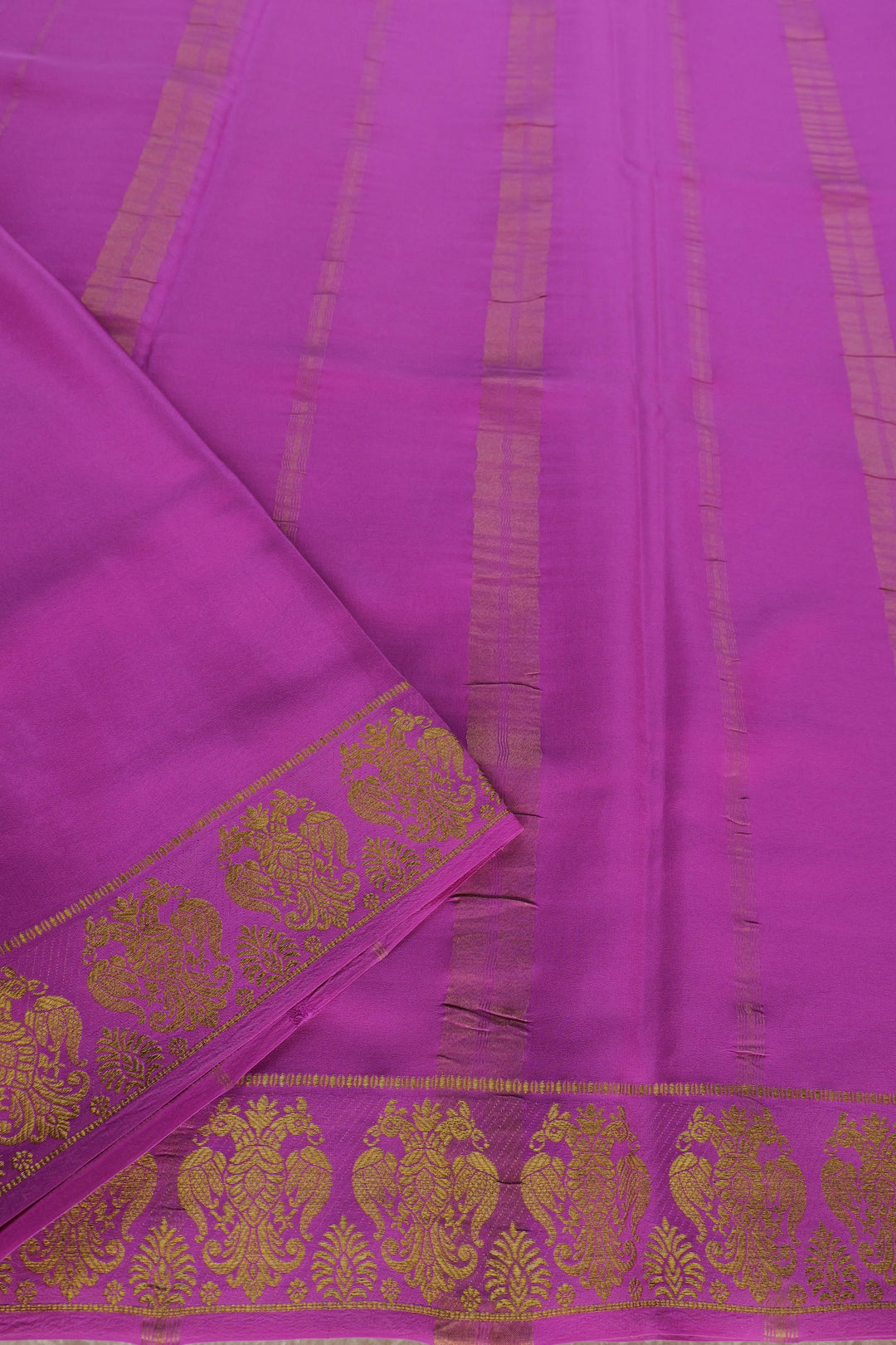 Pure Mysore silk saree in pink with self pallu