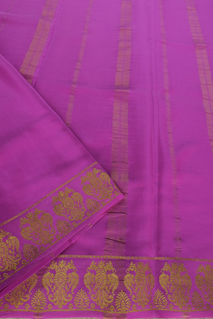 Pure Mysore silk saree in pink with self pallu
