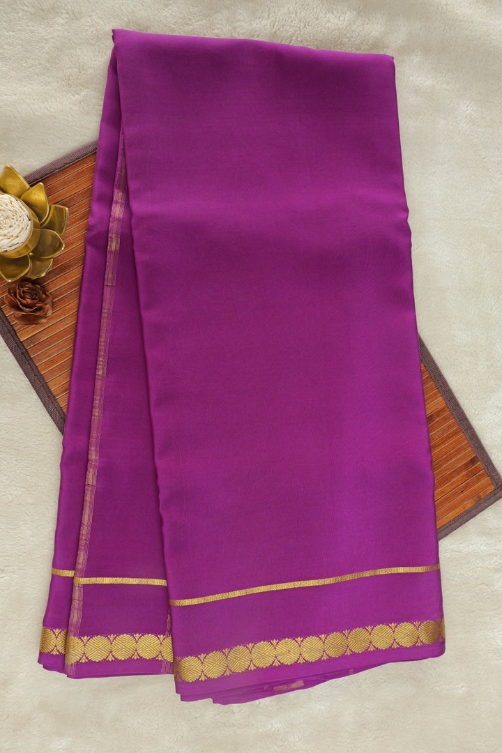 Pure Mysore silk saree in royal purple with gold zari border