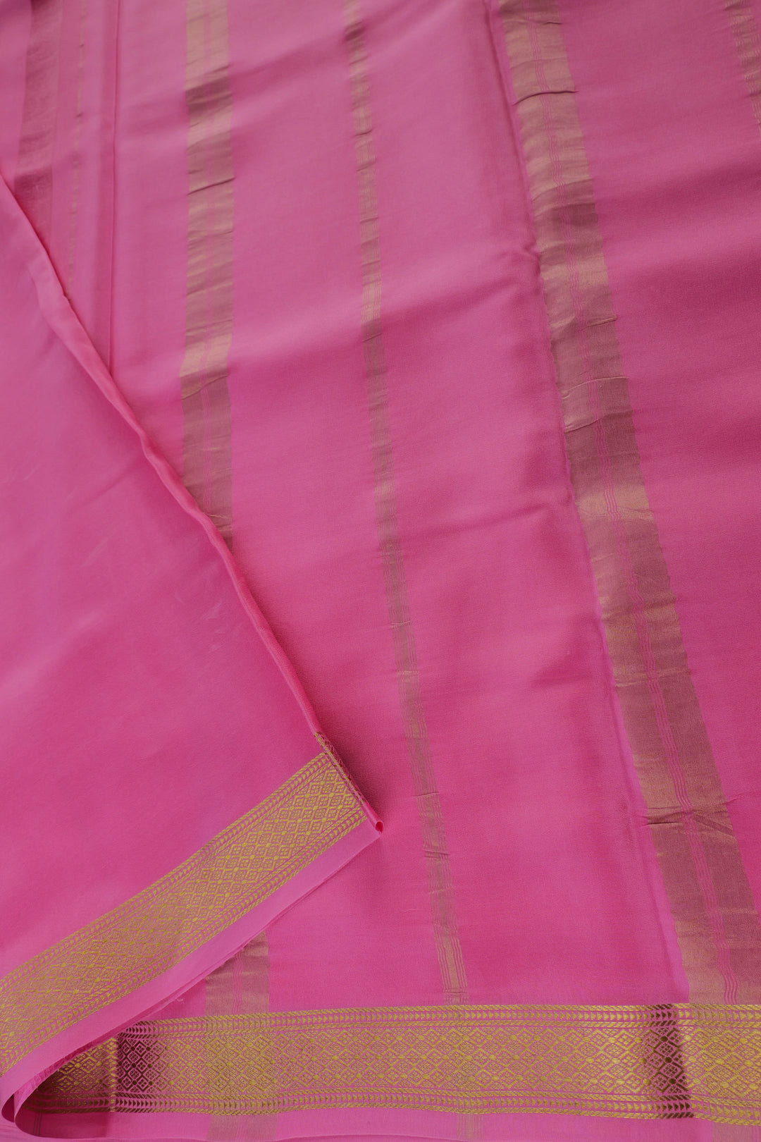 Pure Mysore silk sarees in pink with golden pallu