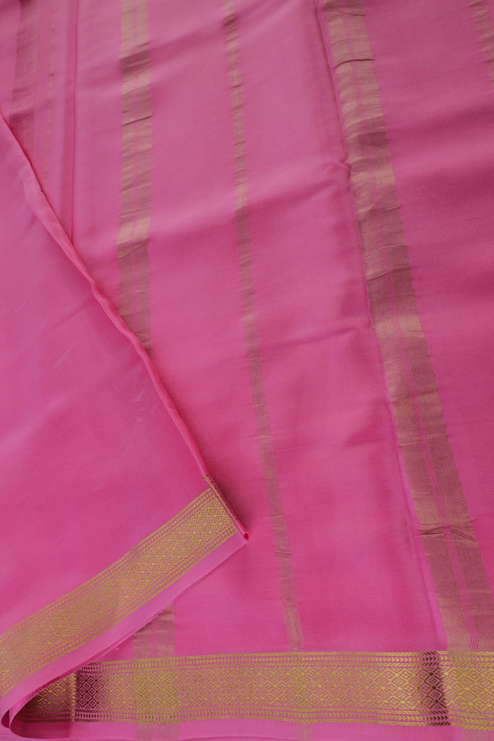 Pure Mysore silk sarees in pink with golden pallu