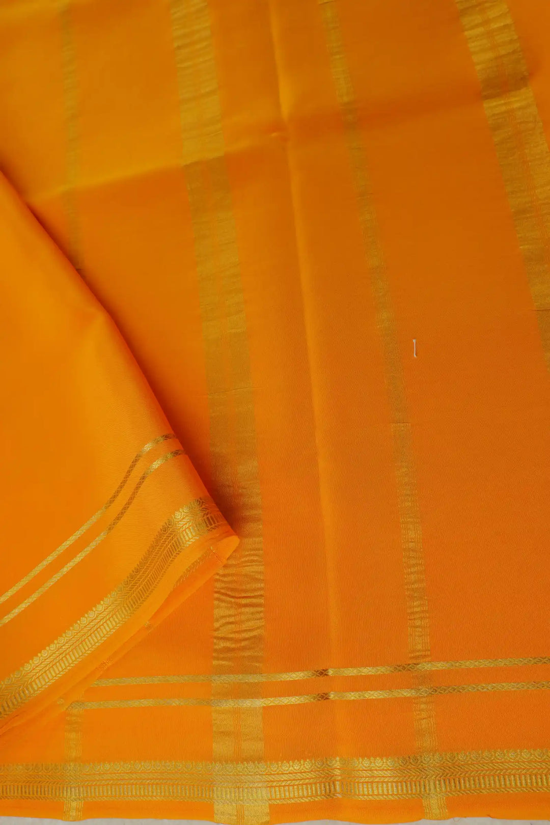 2 Line Bentex Gold Lace Border Pure Mysore Silk Saree in Purple and Yellow Color With Contrast Yellow Color Blouse