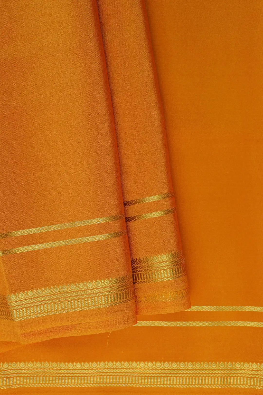 2 Line Bentex Gold Lace Border Pure Mysore Silk Saree in Yellow Color With Self Yellow Color Blouse | Atharva