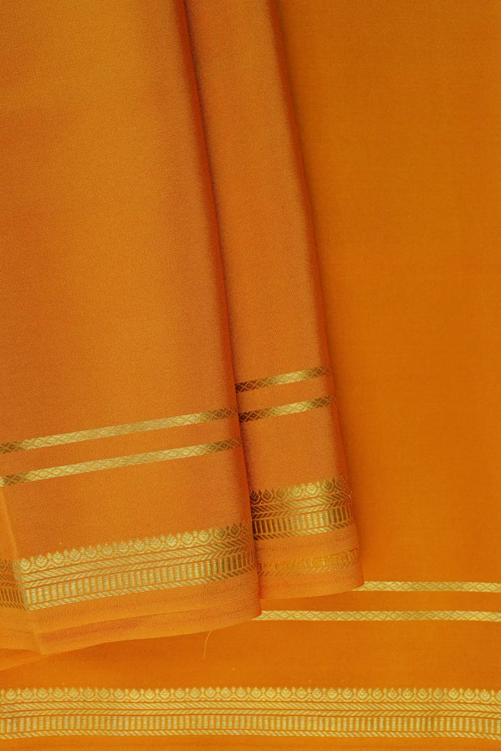 2 Line Bentex Gold Lace Border Pure Mysore Silk Saree in Yellow Color With Self Yellow Color Blouse | Atharva