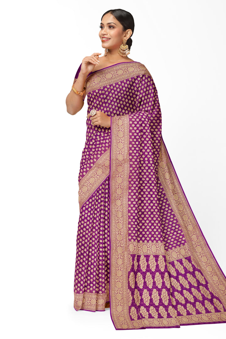 Purple Pure Banarasi Saree | SILK MARK CERTIFIED