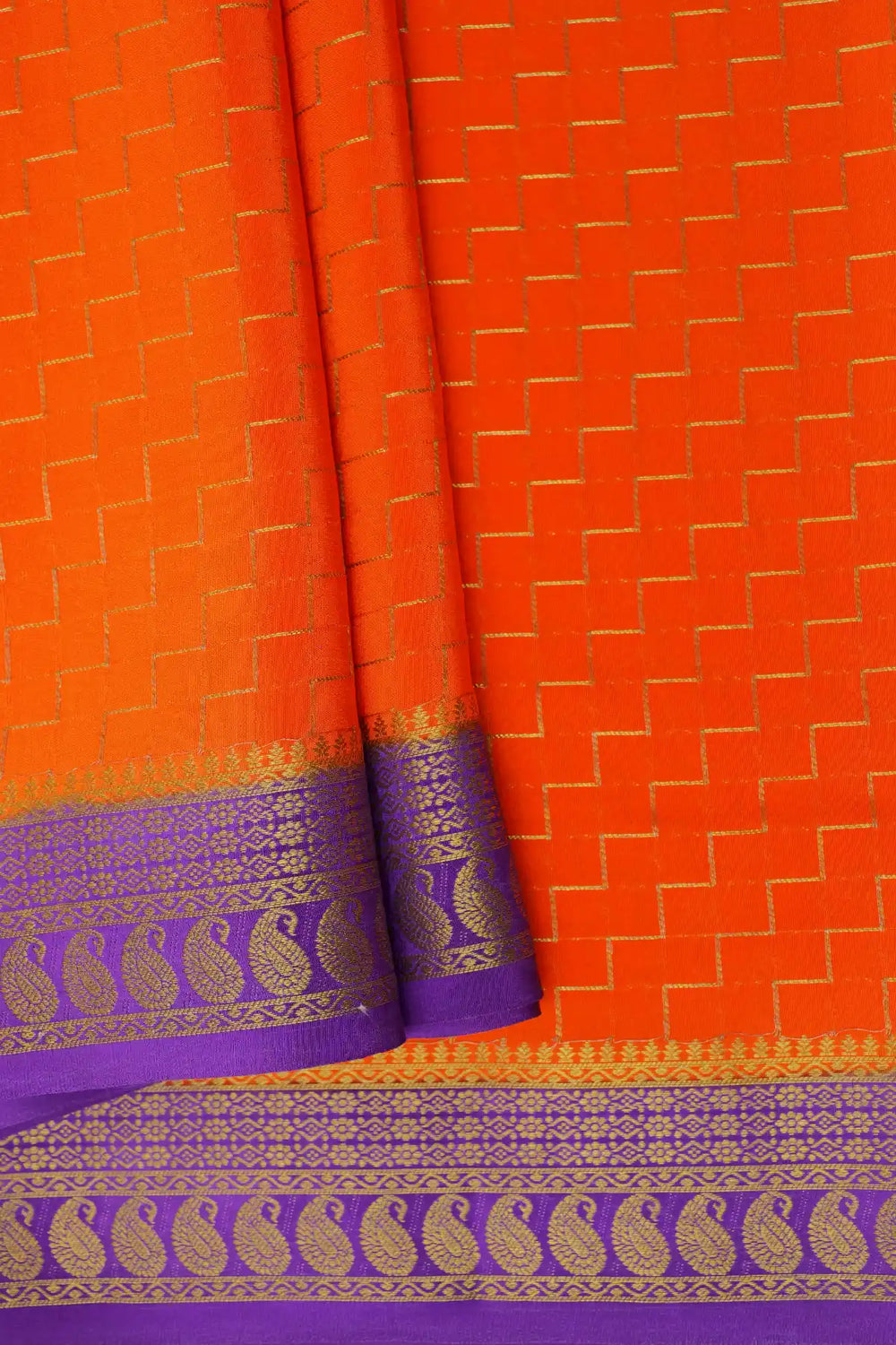 Purple Color Contrast Border mysore silk sarees latest designs
