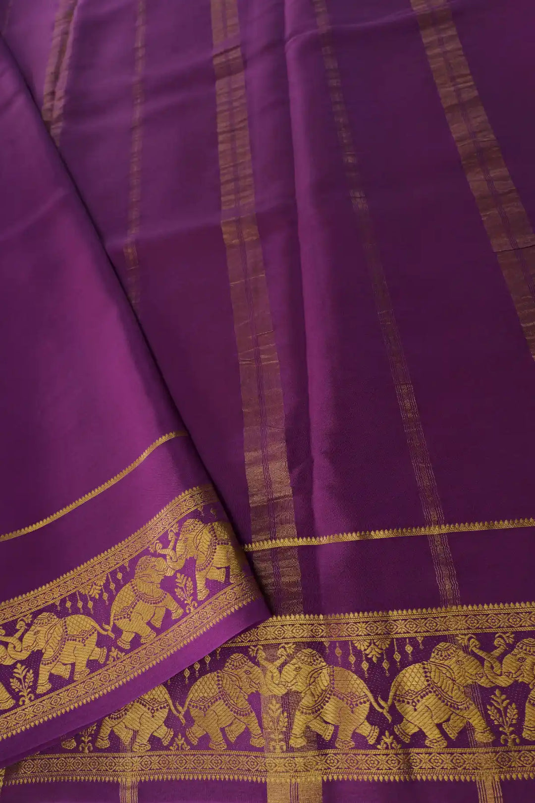 Purple Color mysore silk saree with contrast blouse