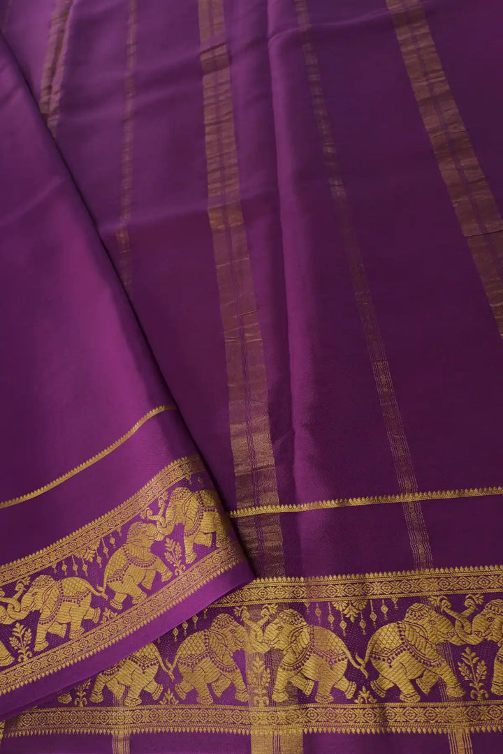 Purple Color mysore silk saree with contrast blouse