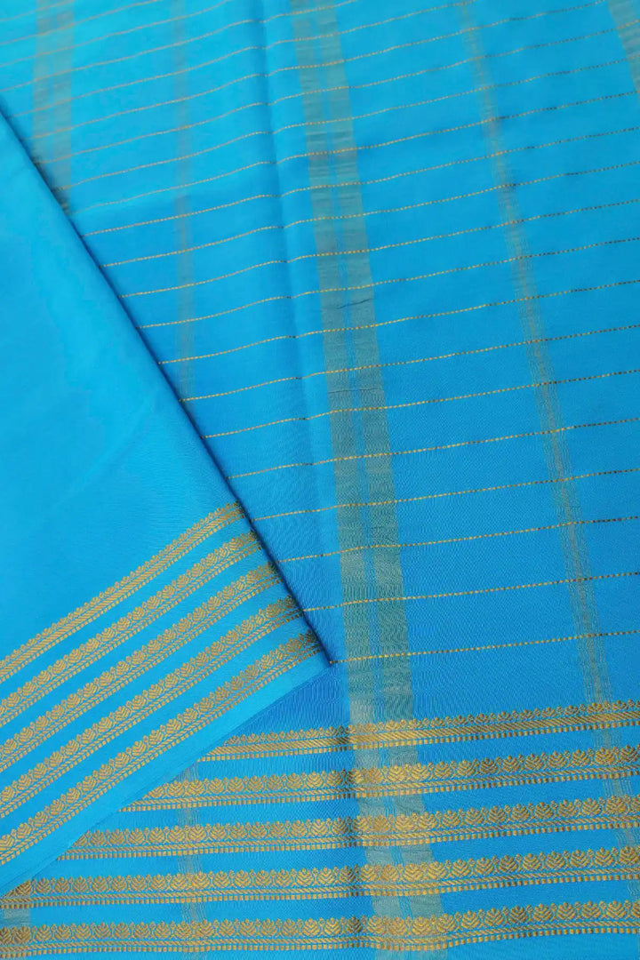 Purple Mysore silk saree with contrast blue pallu