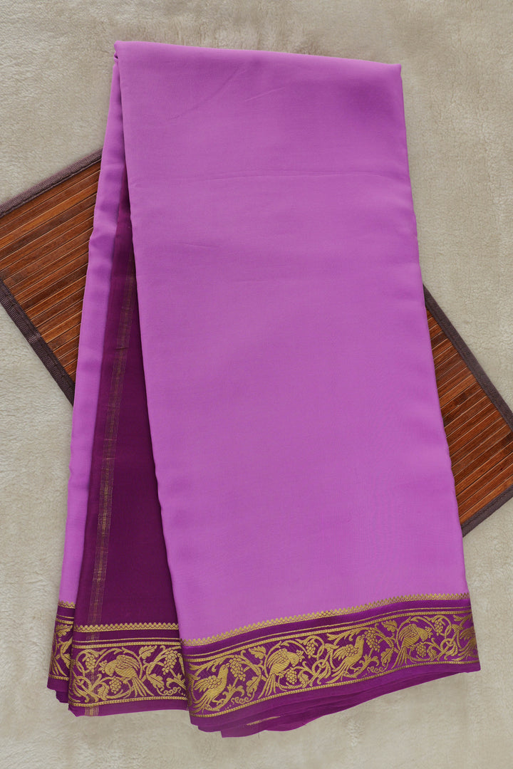 Purple Mysore silk saree with rich gold zari border