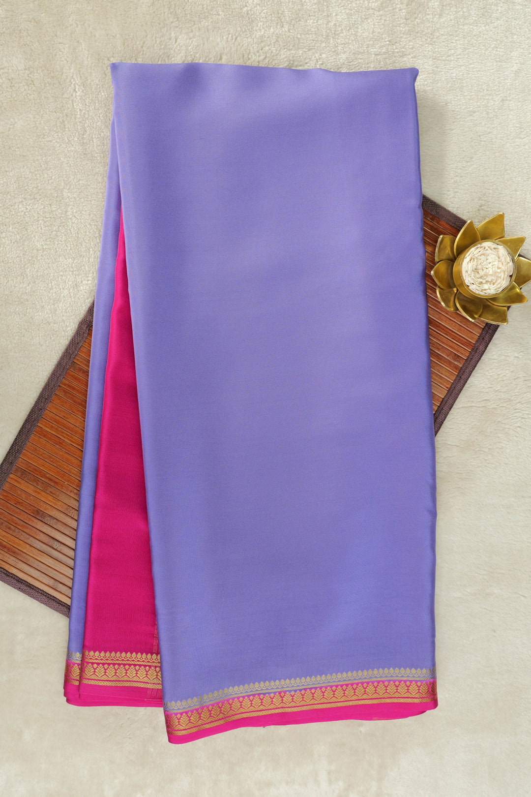 Purple Mysore silk sarees with pink border
