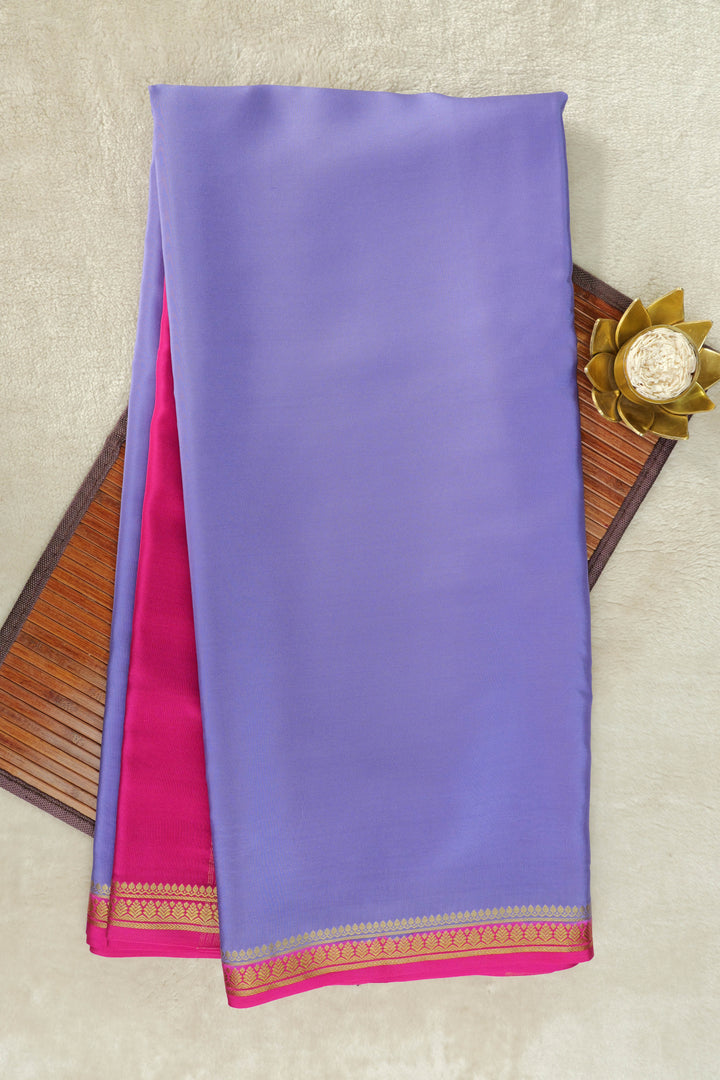 Purple Mysore silk sarees with pink border