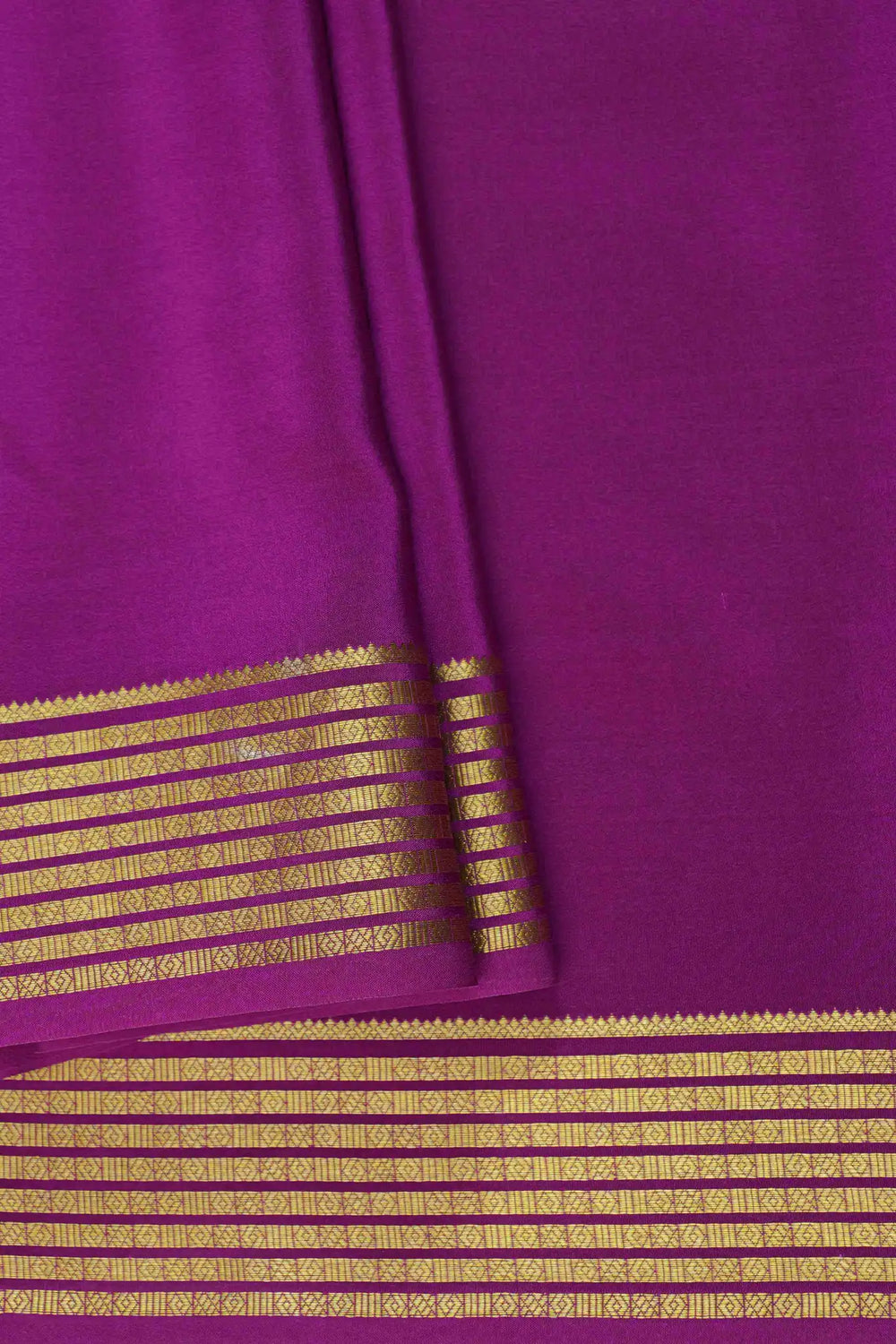 Purple Pure Mysore Silk Sarees with Gold Zari Border