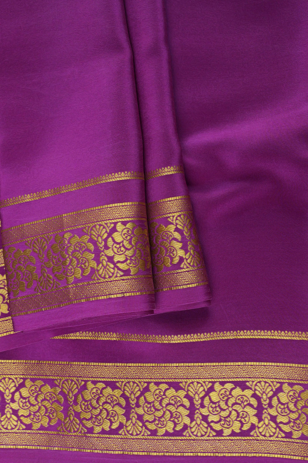 Purple Saree with Detailed Gold Zari Border