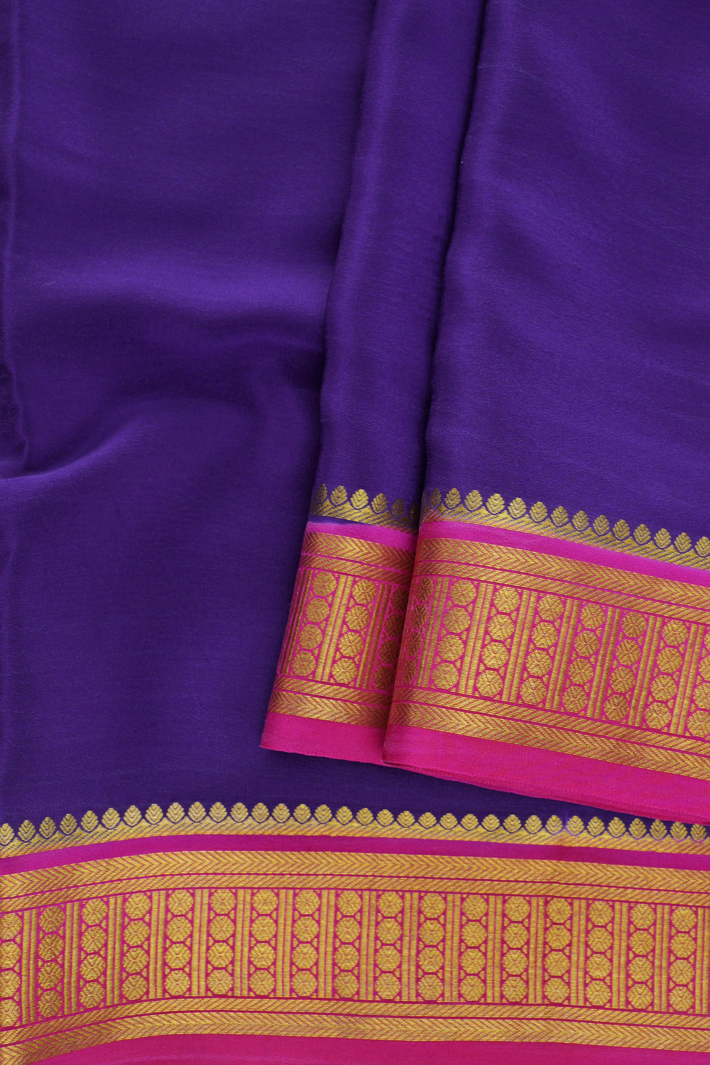 Purple and Pink Silk Saree with Gold Embroidery