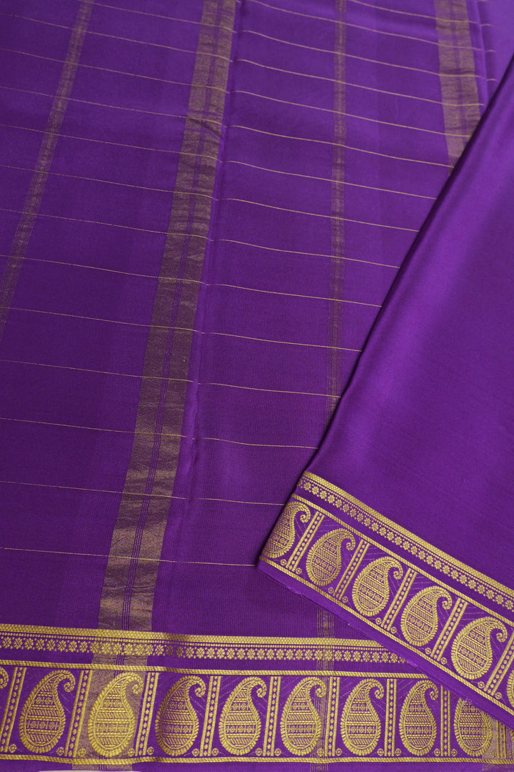 Purple pallu green pure Mysore silk saree