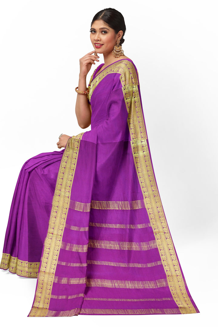 Purple Pure Mysore Crepe Silk  | SILK MARK CERTIFIED