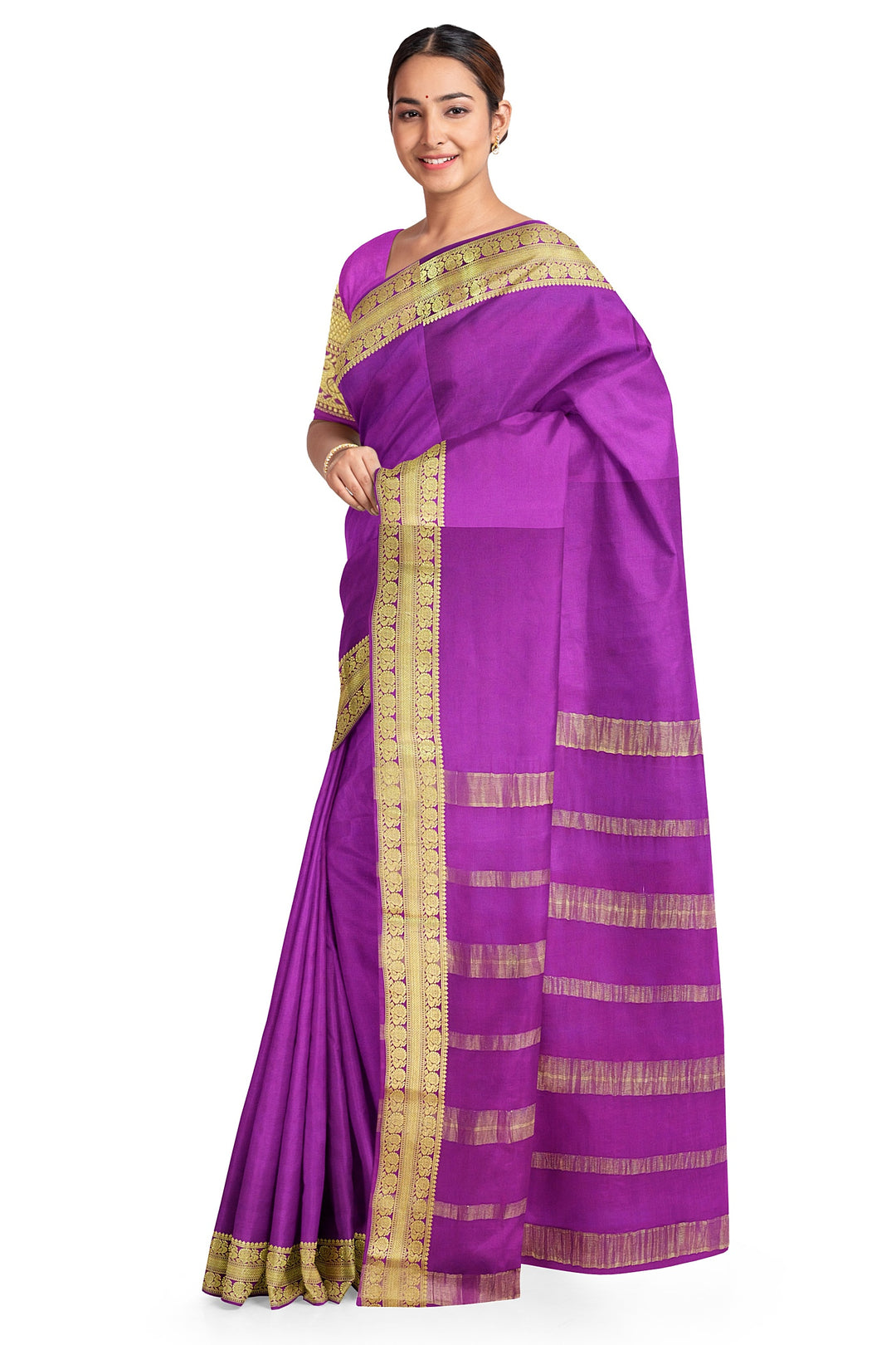 Purple Pure Mysore Crepe Silk  | SILK MARK CERTIFIED