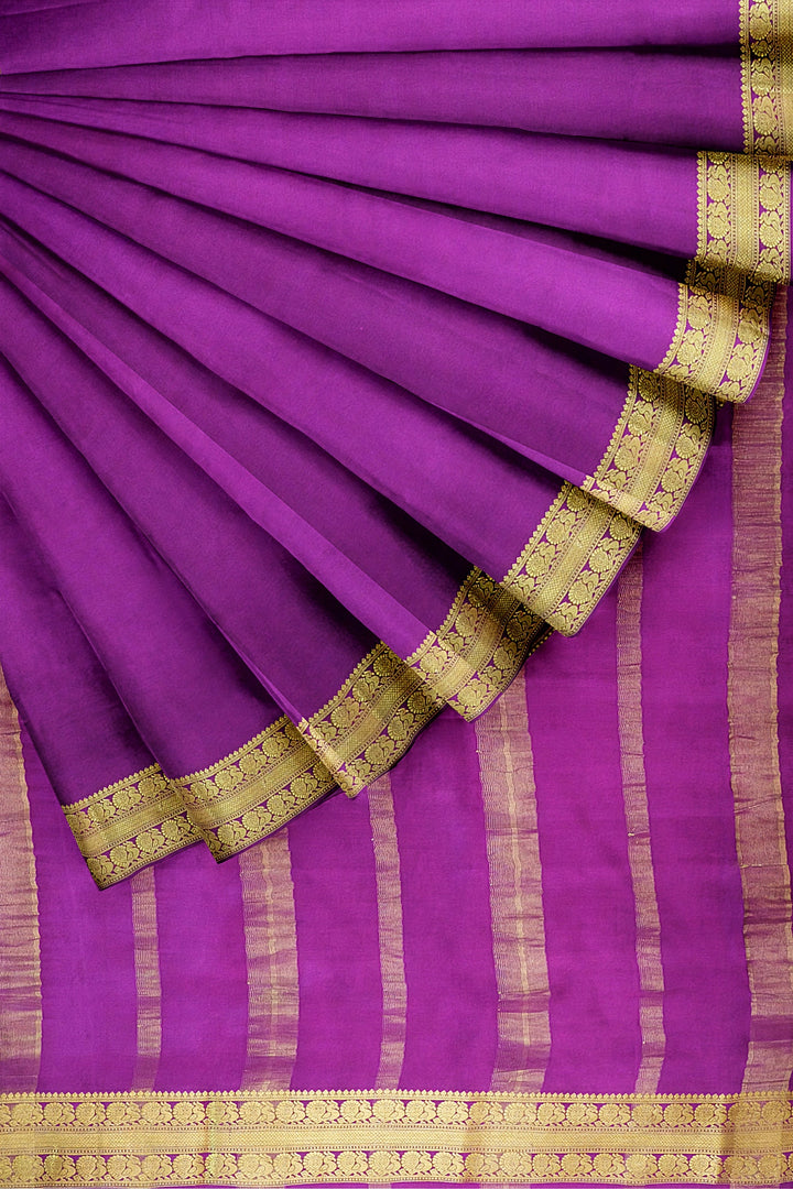 Purple Pure Mysore Crepe Silk  | SILK MARK CERTIFIED