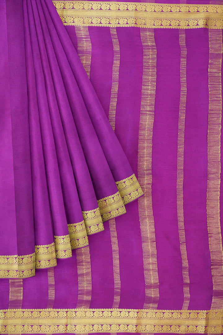 Purple Pure Mysore Crepe Silk  | SILK MARK CERTIFIED