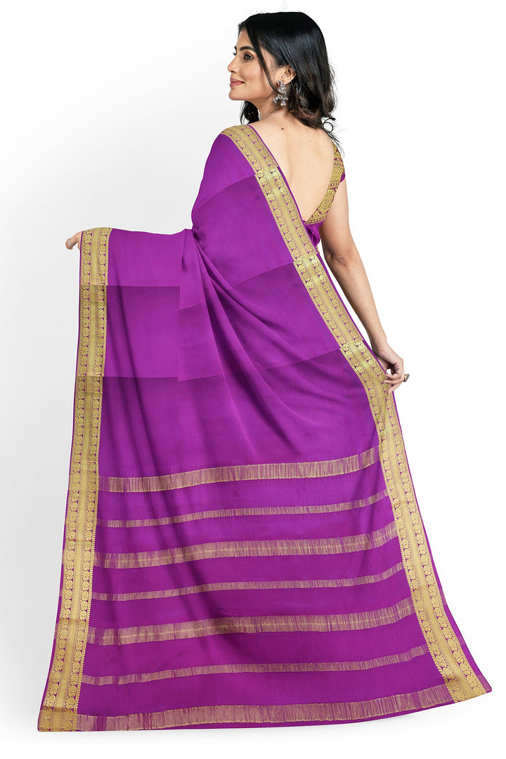 Purple Pure Mysore Crepe Silk  | SILK MARK CERTIFIED