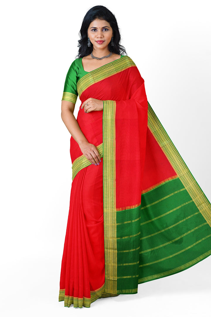 Red Pure Mysore Crepe Silk | SILK MARK CERTIFIED