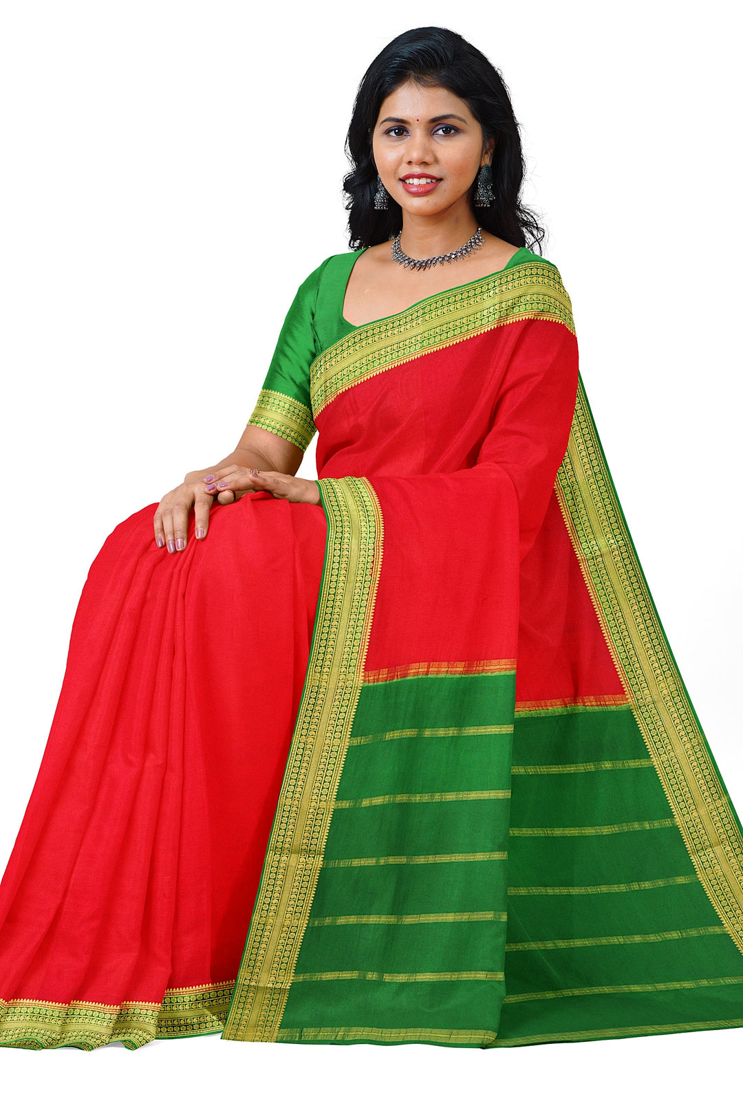Red Pure Mysore Crepe Silk | SILK MARK CERTIFIED