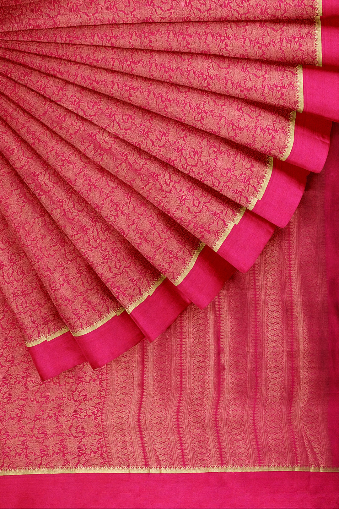 Pink Pure Mysore Silk Crushed Crepe Saree | SILK MARK CERTIFIED
