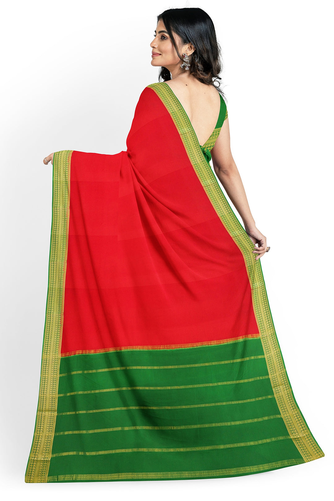 Red Pure Mysore Crepe Silk | SILK MARK CERTIFIED