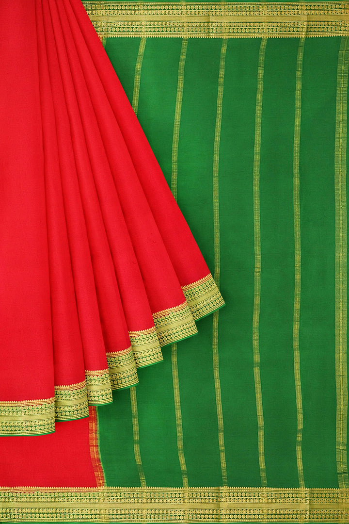 Red Pure Mysore Crepe Silk | SILK MARK CERTIFIED