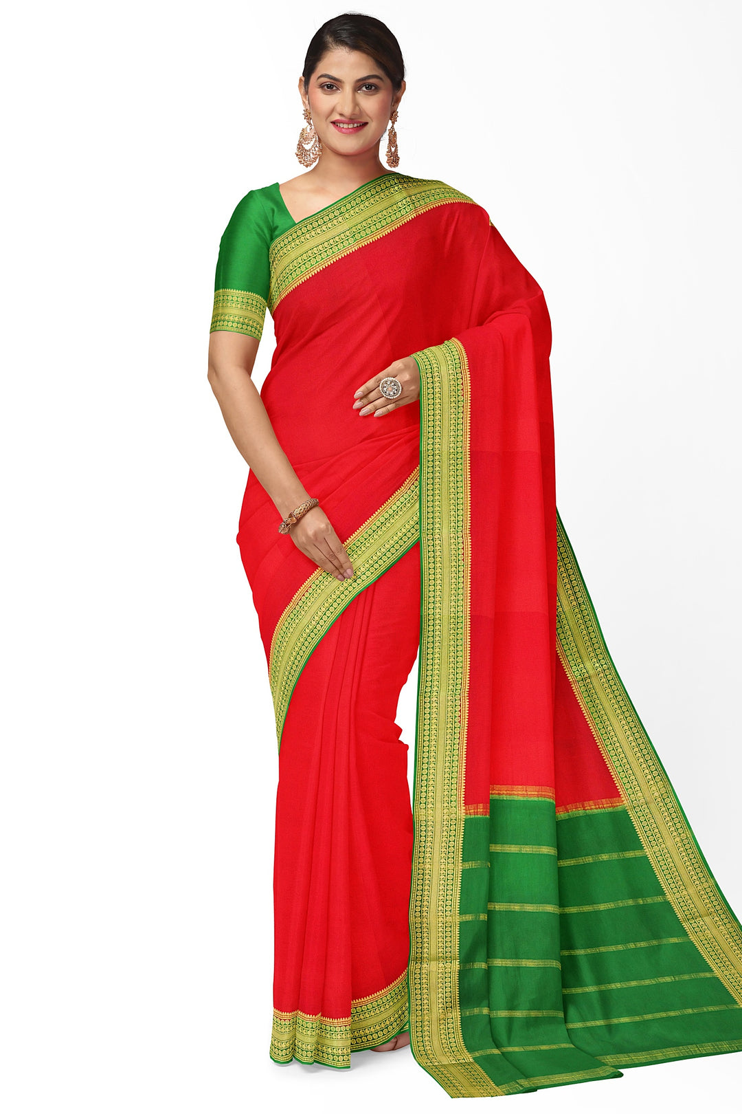 Red Pure Mysore Crepe Silk | SILK MARK CERTIFIED