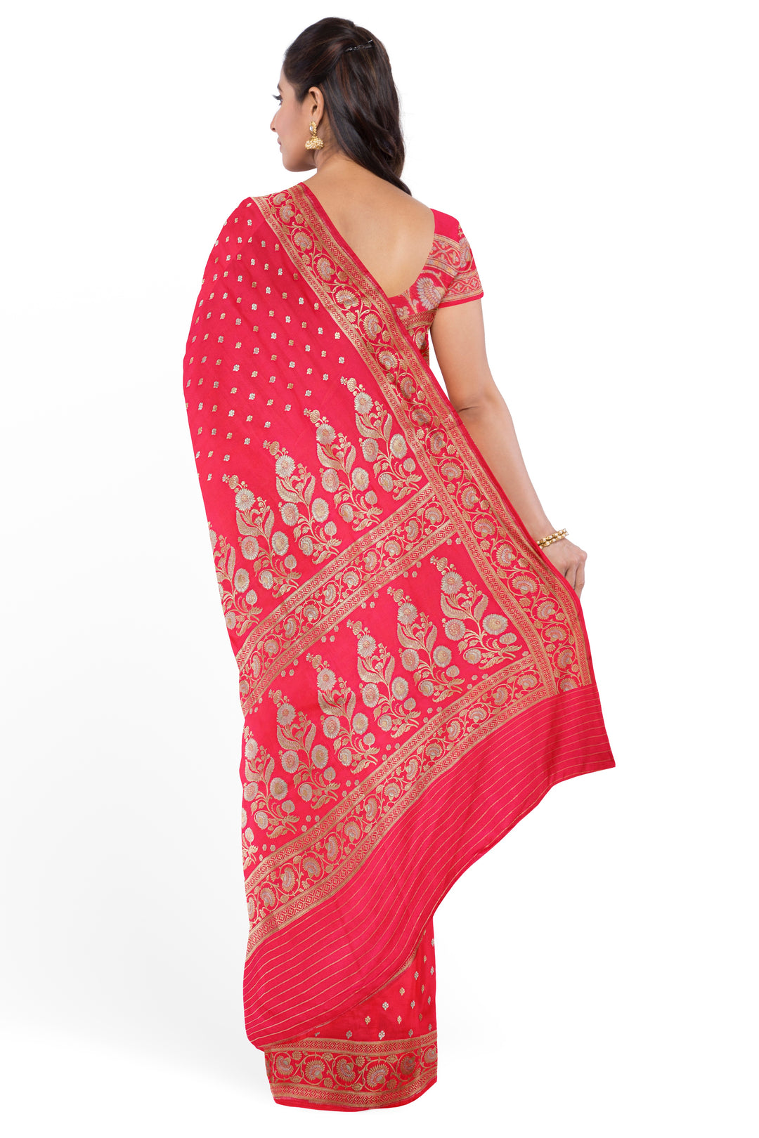 PINK BANARASI BLENDED KATAN SILK BANARASI HANDLOOM SAREE - ATHARVA