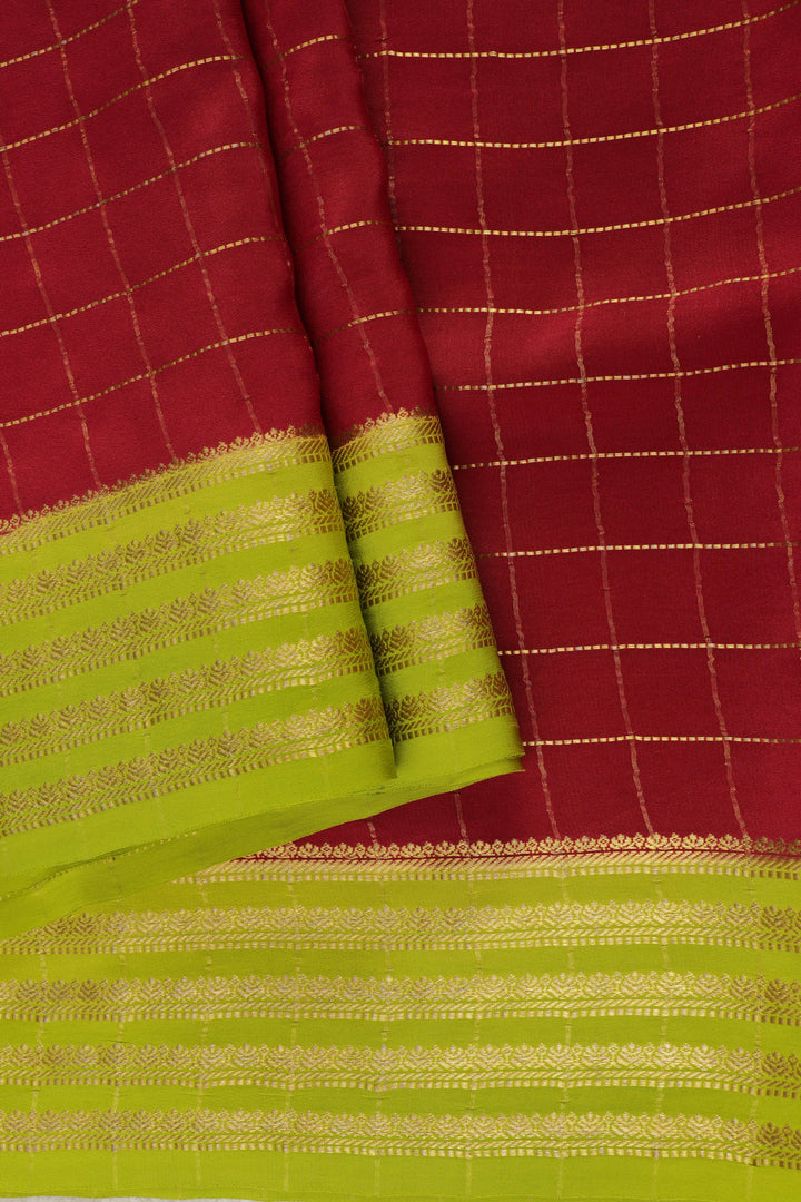 Red Mysore Silk Saree with Rich Golden Zari Border