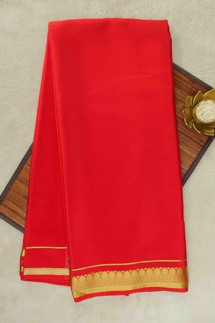 Red Mysore Silk Sarees with gold border